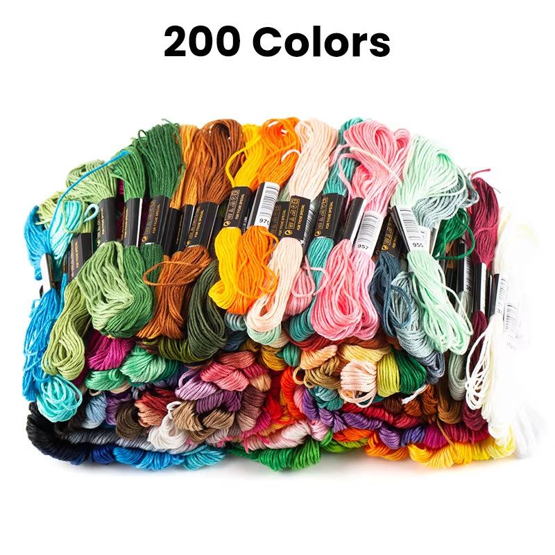 100 Pcs Floss Random Color Cross Stitch Embroidery Thread Rainbow Color Handmade Embroidery Thread for DIY Sewing