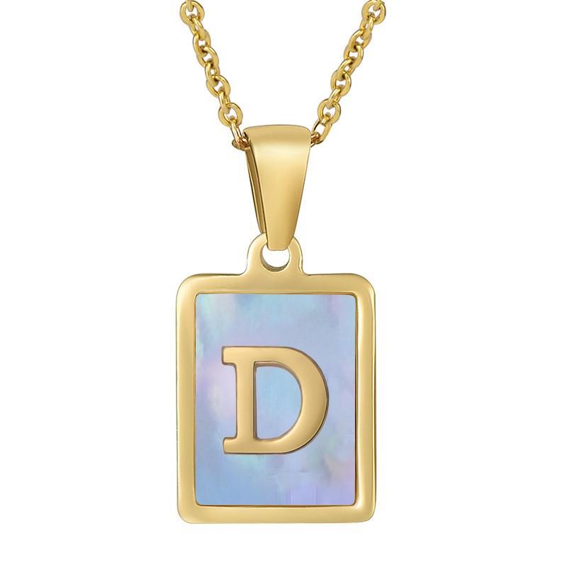 26 English Letter Necklace Women's Versatile 18K Natural Pink Shell Pendant Collarbone Chain 2026