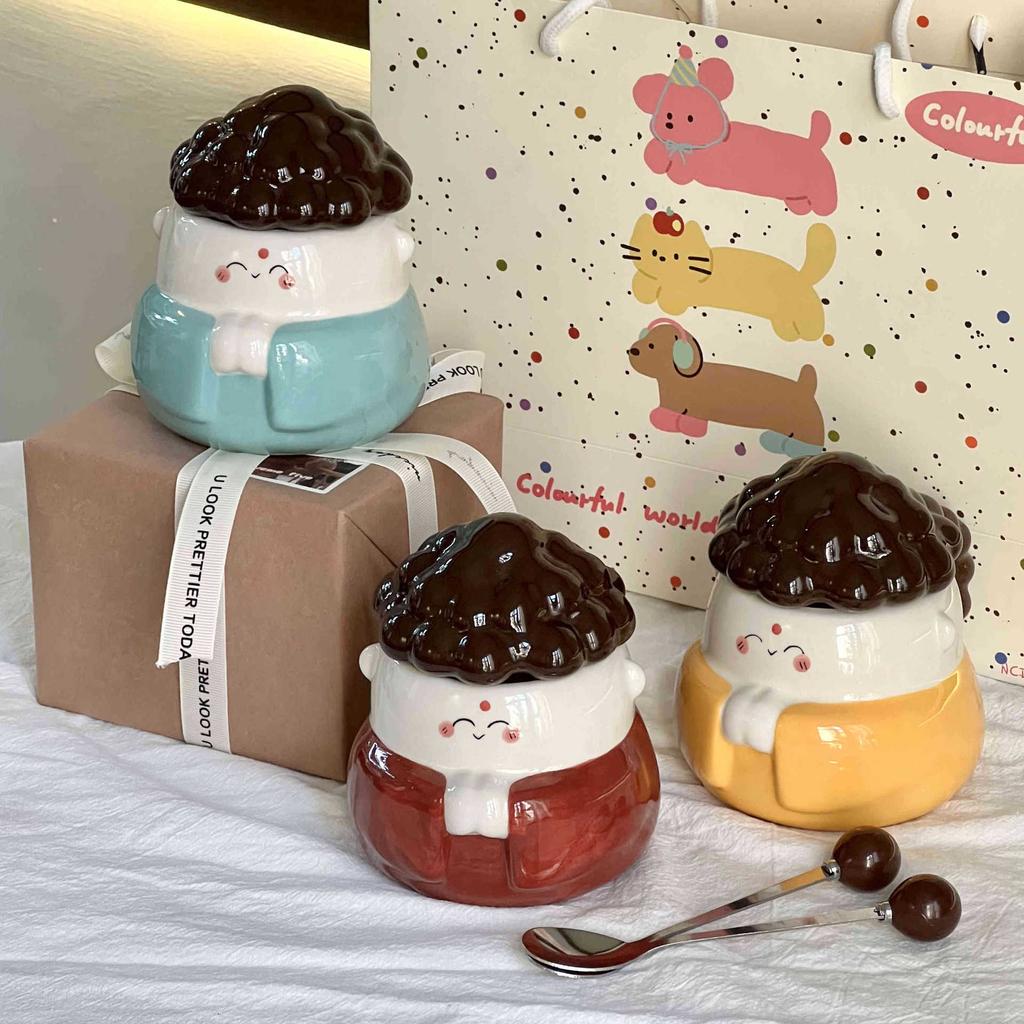 Creative, Funny, Cute Mug, Quirky Ceramic Water Cup with Lid, Birthday Gift, Large Capacity Coffee Cup