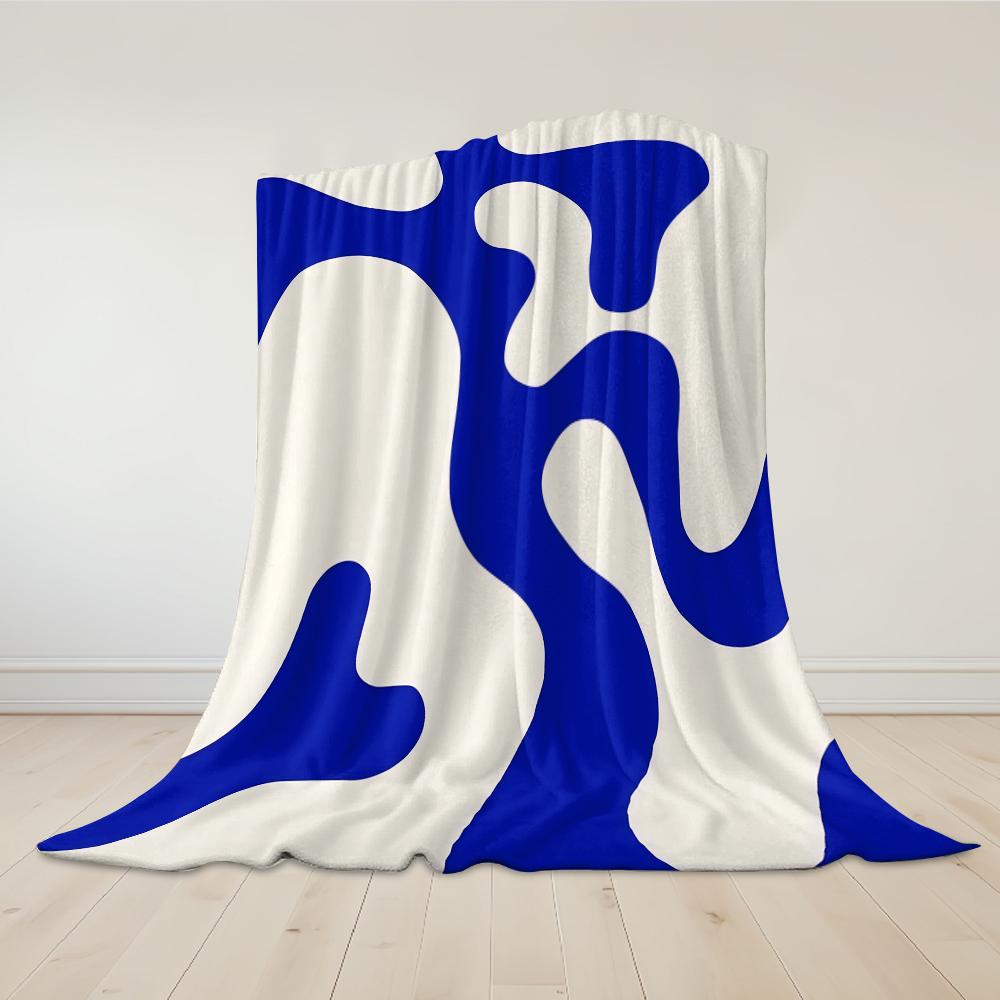 Blue Swirls Minimalist Flannel Blanket Warm Soft Halloween Christmas Couch Warm Cozy Decorative Decor Gift for All Season