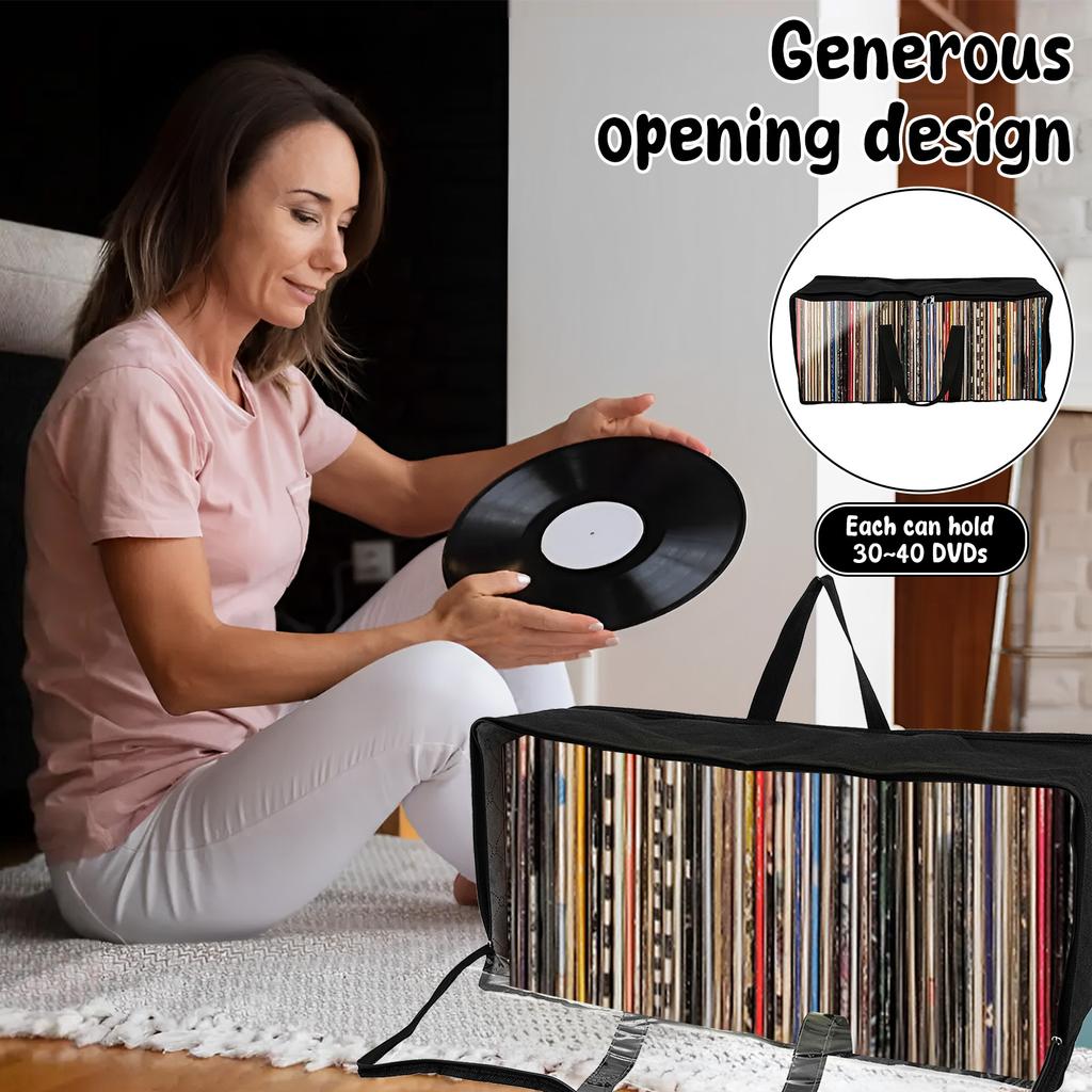 4 Pcs Large Opening DVD Storage Bag PVC Clear DVD CD Case Holder Organizer with Zipper and Handle Convenient Media Organizer Bag