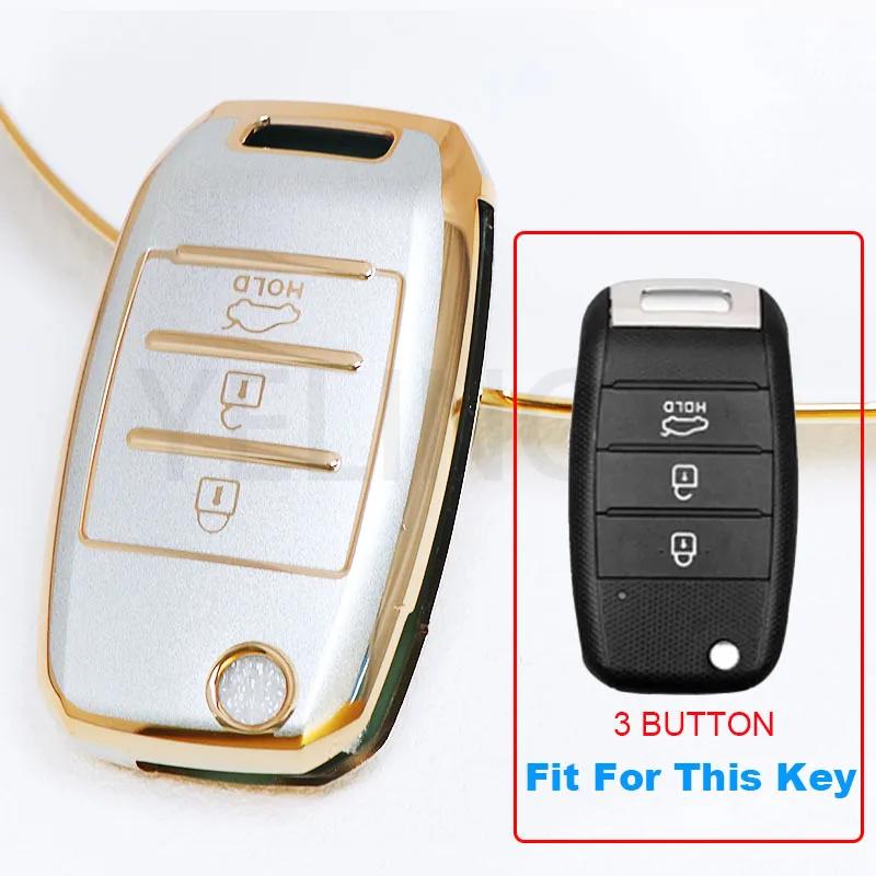 Quicksand Gold Car Key Case Cover Fob For KIA RIO 3 K2 K3 K4 K5 Sportege Picanto Optima Soul Ceed Sorento Forte Stinger Cerato