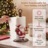 Wooden Kitchen Roll Dispenser Christmas Paper Towel Holder Decorative Vertical Dispenser Festive Countertop Stand Stable Weighted Base Organizer for