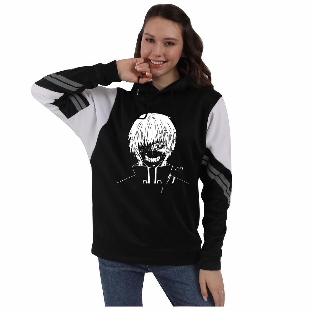 Anime Tokyo Ghoul Unisex Color Block Patchwork Fleece Hoodie (Autumn/Winter).