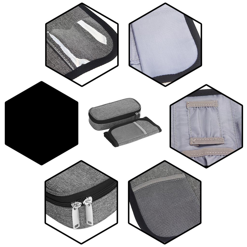 Insulin Cooler Travel Case Portable Waterproof Large Capacity Grey Diabetic Insulated Cooling Bag for Insulin Pen Medication Diabetic Supplies