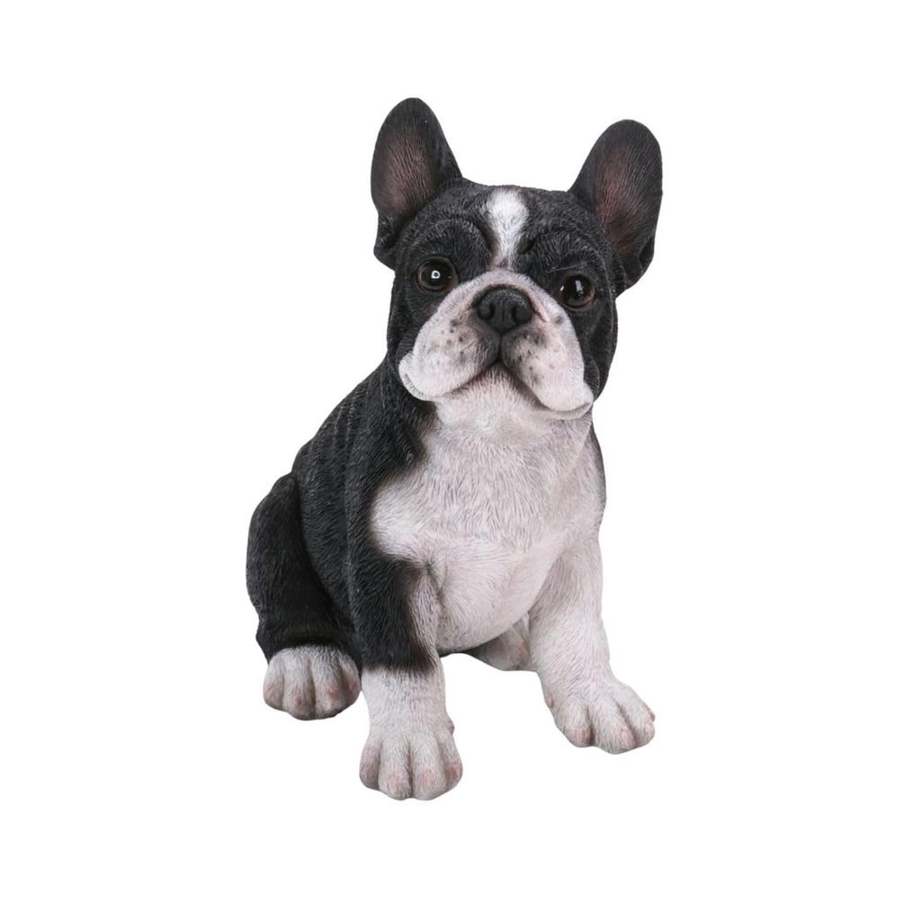 Ubia Black and White French Bulldog with Head Up, 11.4 x 7.4 x 12.7 cm, Figurine, Animal, Garden Decor, Dog, H16590-1