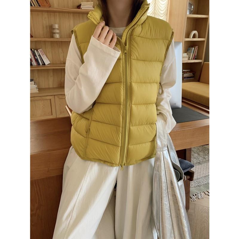 Womens Stand Collar Lightweight Puffer Vest Short Cotton Jacket Casual Outerwear