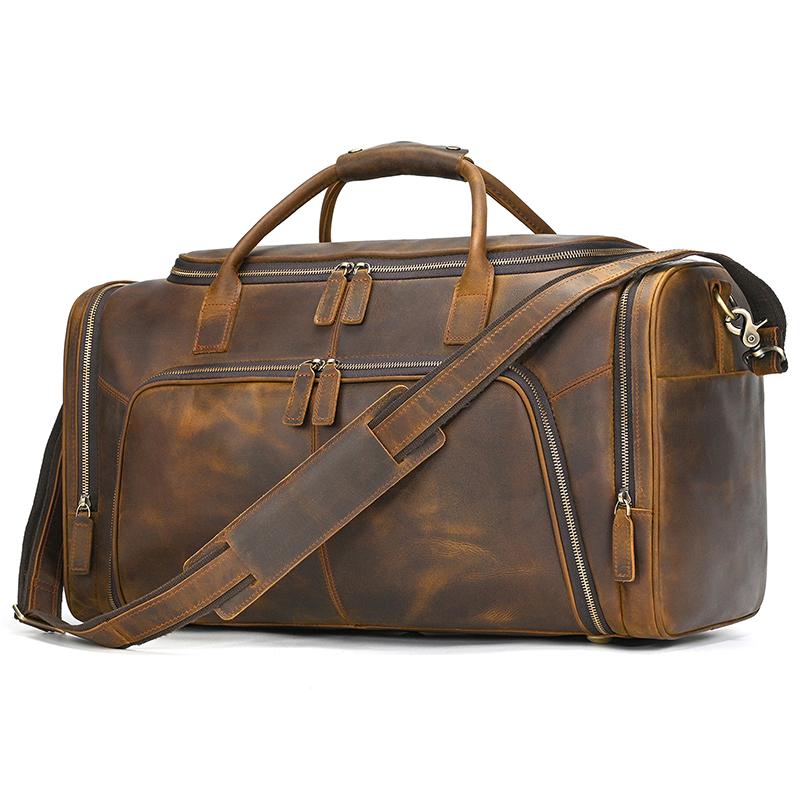 Leather Travel Bag Duffle Bags Large Size Luggage Bag Genuine Leather Bag For Men Male Crazy Horse Leather Bags Vintage Bag