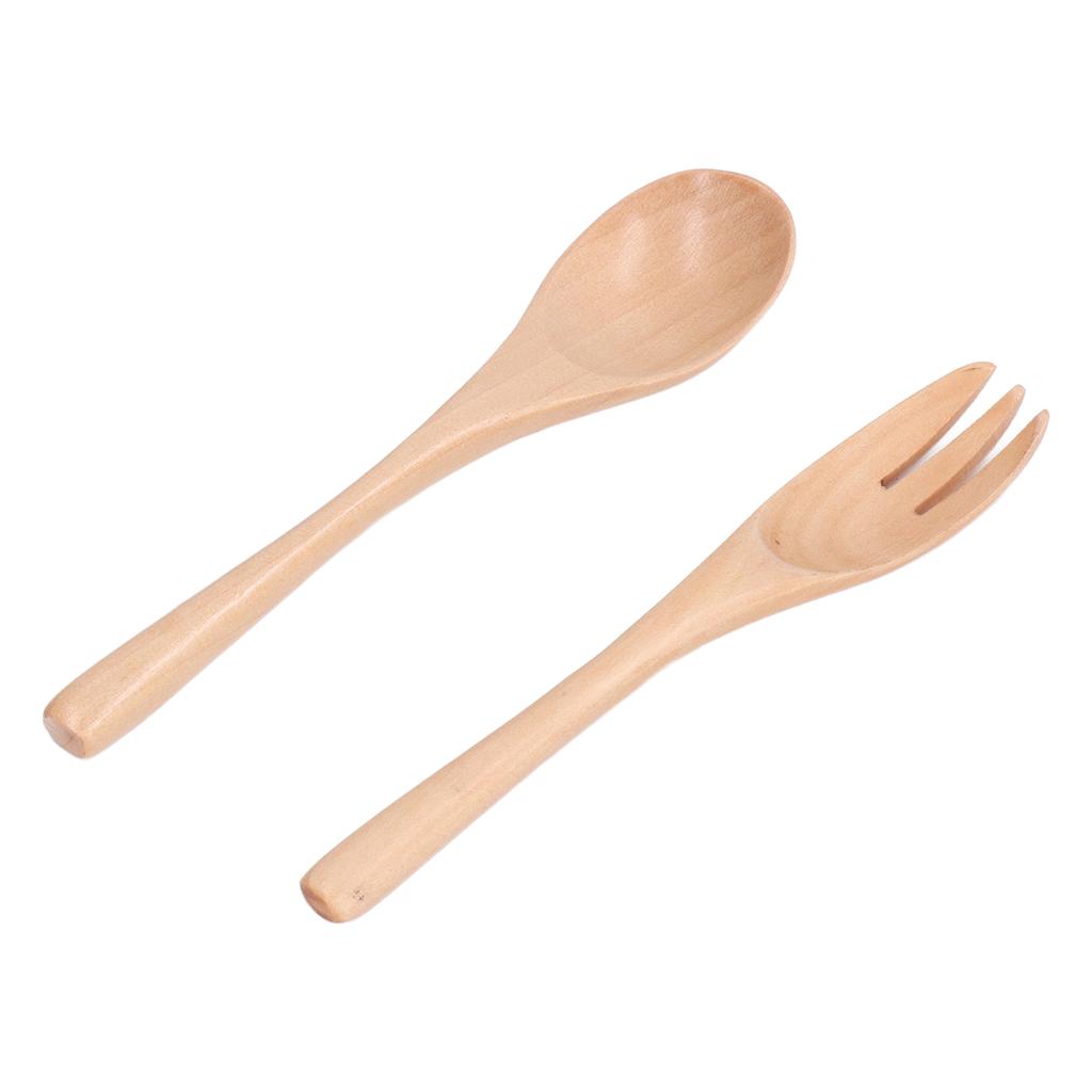Dřevěná sada lžíce a vidličky Přírodní Ekologicky šetrné Opakovaně použitelné Salátové servírovací náčiní Stolní nádobí