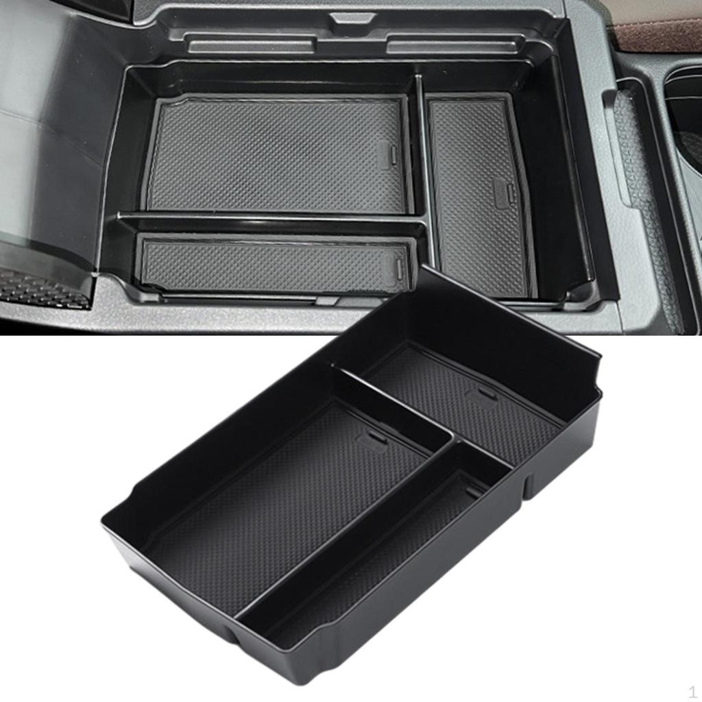 Black Center Console Organizer Container Replaces Interior Accessories Waterproof Armrest Storage