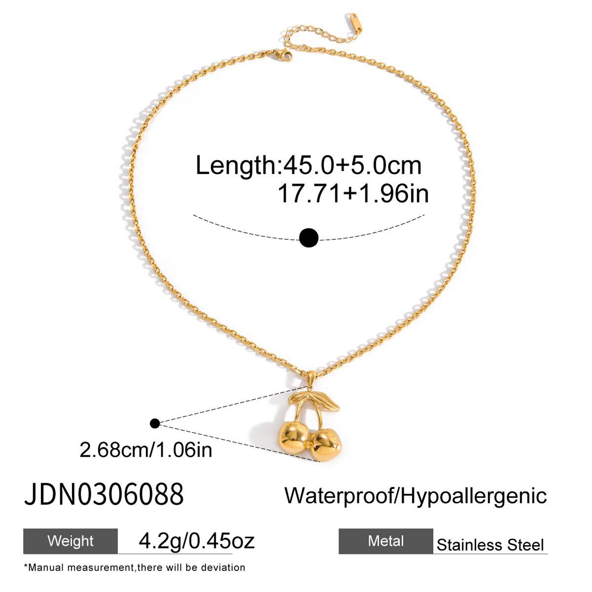 Youthway Lovely Cherry Pendant Necklace For Women Minimalist  Gold Plated Stainless Steel Necklace Fashion Jewelry Girls Gift