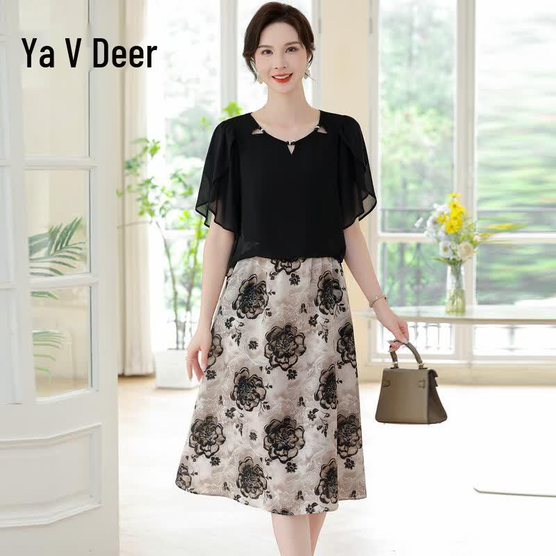 Women s Elegant Floral Short-Sleeve Maxi Dress XL