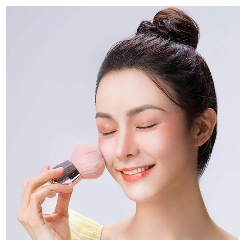 2-Piece Dual-Use Pink Soft Cosmetic Nail Art Brushes for Powder, Makeup, Face Foundation, Nail Dust, Cleaning, Acrylic Dipping, Powder, UV Gel