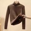 Office-lady Dolcevita Solido Maglione Donna Autunno Inverno Casual Pile Addensato Caldo Pullover Moda Loose Fit Soft Top 29760