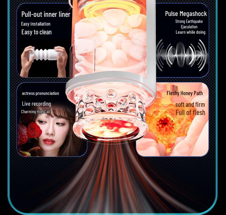 Automatischer Vibrations-Einziehbarer Männer-Masturbator mit aufblasbarem Puppenaufsatz