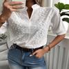 European and American Summer 2024 Women's V-neck Embroidered Lace Top Shirt