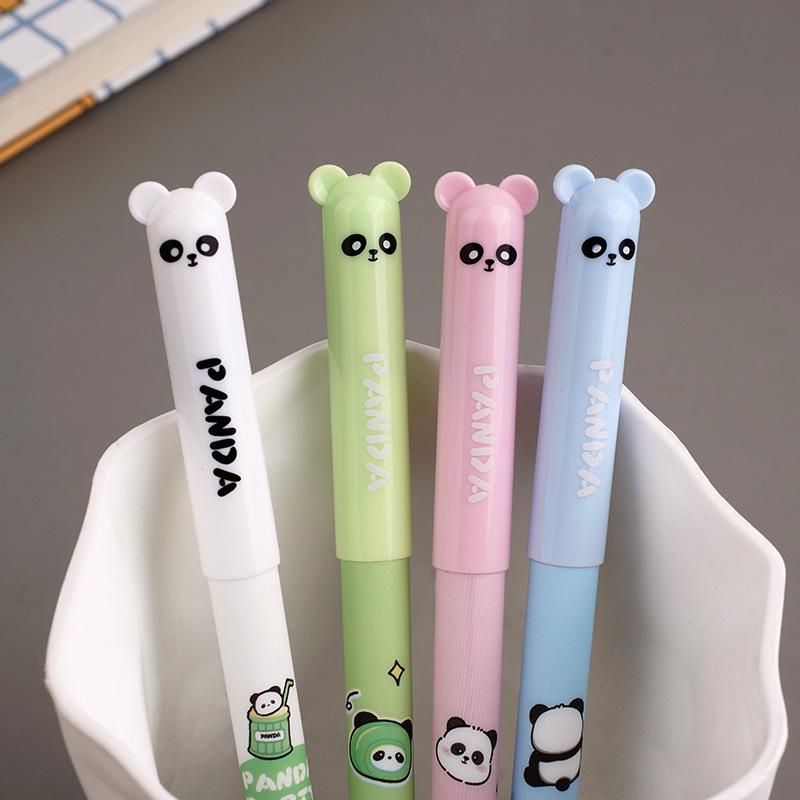 Mo Yi Cute Bear Erasable Gel Pen, 0.5mm Needle Tip, Crystal Blue, Cartoon Design, for Students - In Stock