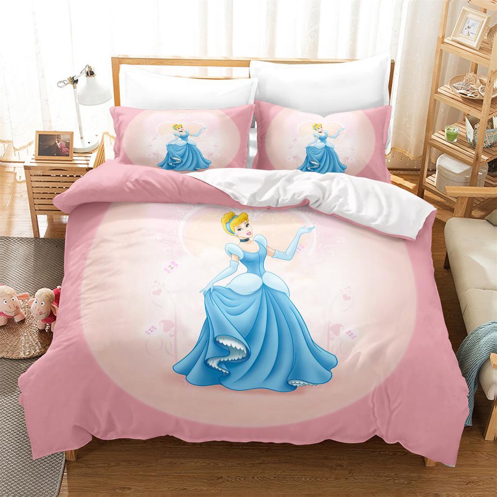 Princess Series Disney Princess Aina Christmas Gifts 3D Children'S Bedding Set 3-Piece Comforte 100% Polyester Anime Home