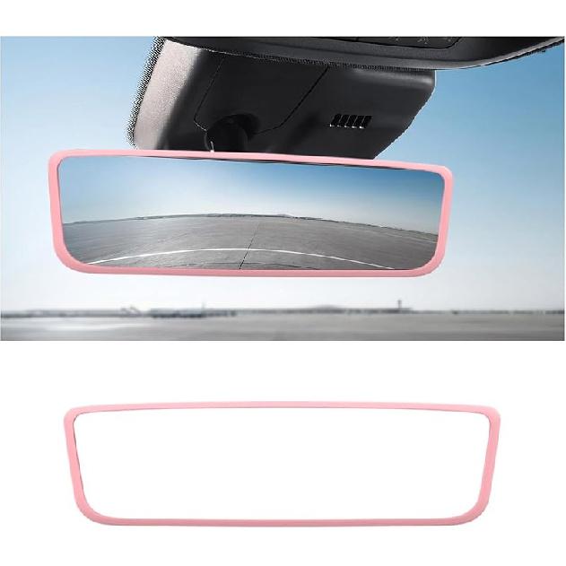 Car Rear View Mirror Protector Frame, Silicone Auto Rearview Mirror Protection Cover Compatible with Model 3/ Y, Interior Rear View Decoration Trim