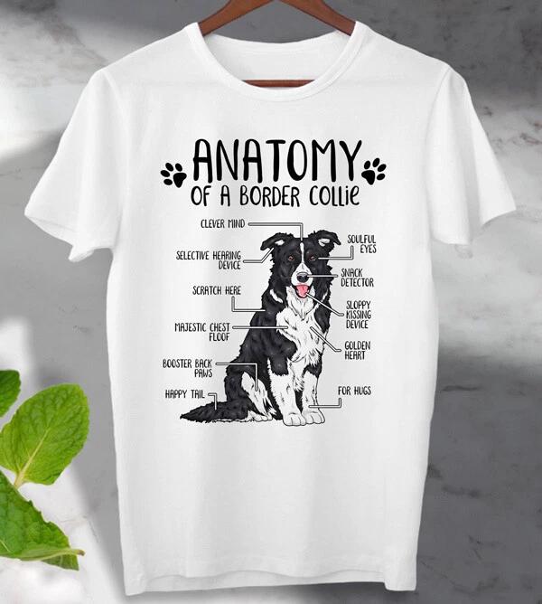 Anatomy Of Border Collie T Shirt Dog Lover Unisex Men s Ladies Top S