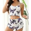 Butterfly Print Sexy Pajama Set: Comfortable Camisole and Shorts for Women