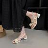 French Flower Sandals Women's 2025 New Summer Great Look Not Tired Thick Heel Toe with Skirt High Heels