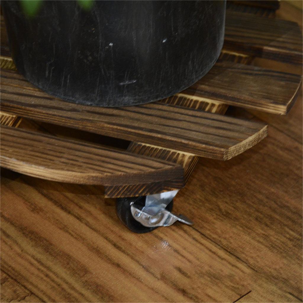 Rolling Wood Planter Potted Plant Stand with Wheels Flower Pots Rack Indoor Outdoor Planter Trolleys Rolling Tray Garden