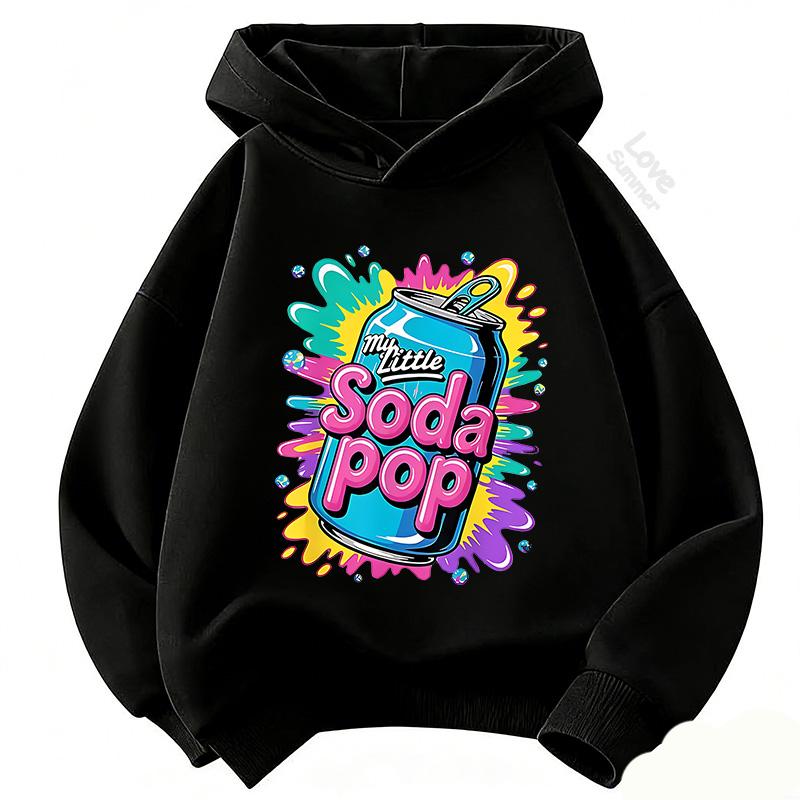 

2026 4 To 14 Yrs Woman s Hoodies Spring Fashion Hoodie Print MyLittle Soda Pop Casual Long-Sleeve Thin Pullover 4T чёрный