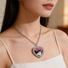 Lovely Pet Themed Long Chain Necklace With Heart Shape Cats And Dog Pendants Sturdy Stainless Steel