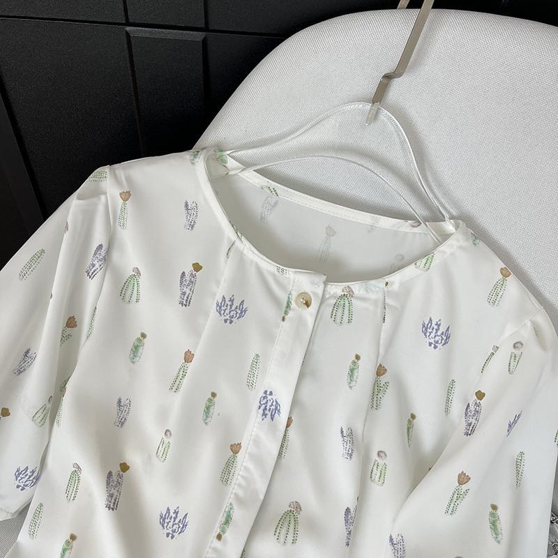 Short Sleeve Shirt Printed ins Shirt Female Mori Versatile Loose Belly Cover Shirt Summer Meat Cover Top