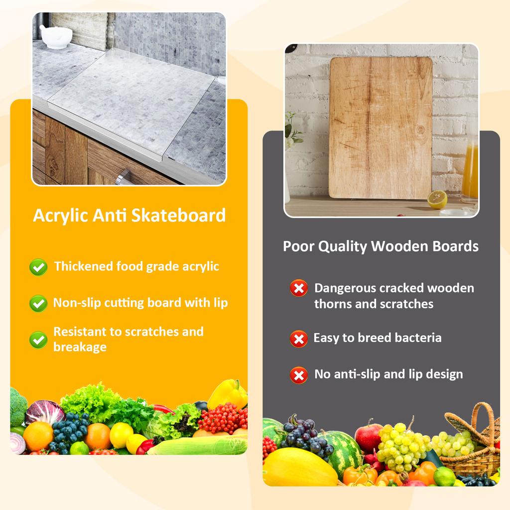 Acrylic Cutting Board Transparent Cutting Board with Lip Edge Cutting Board Chopping Board Clear Countertop Protector Board