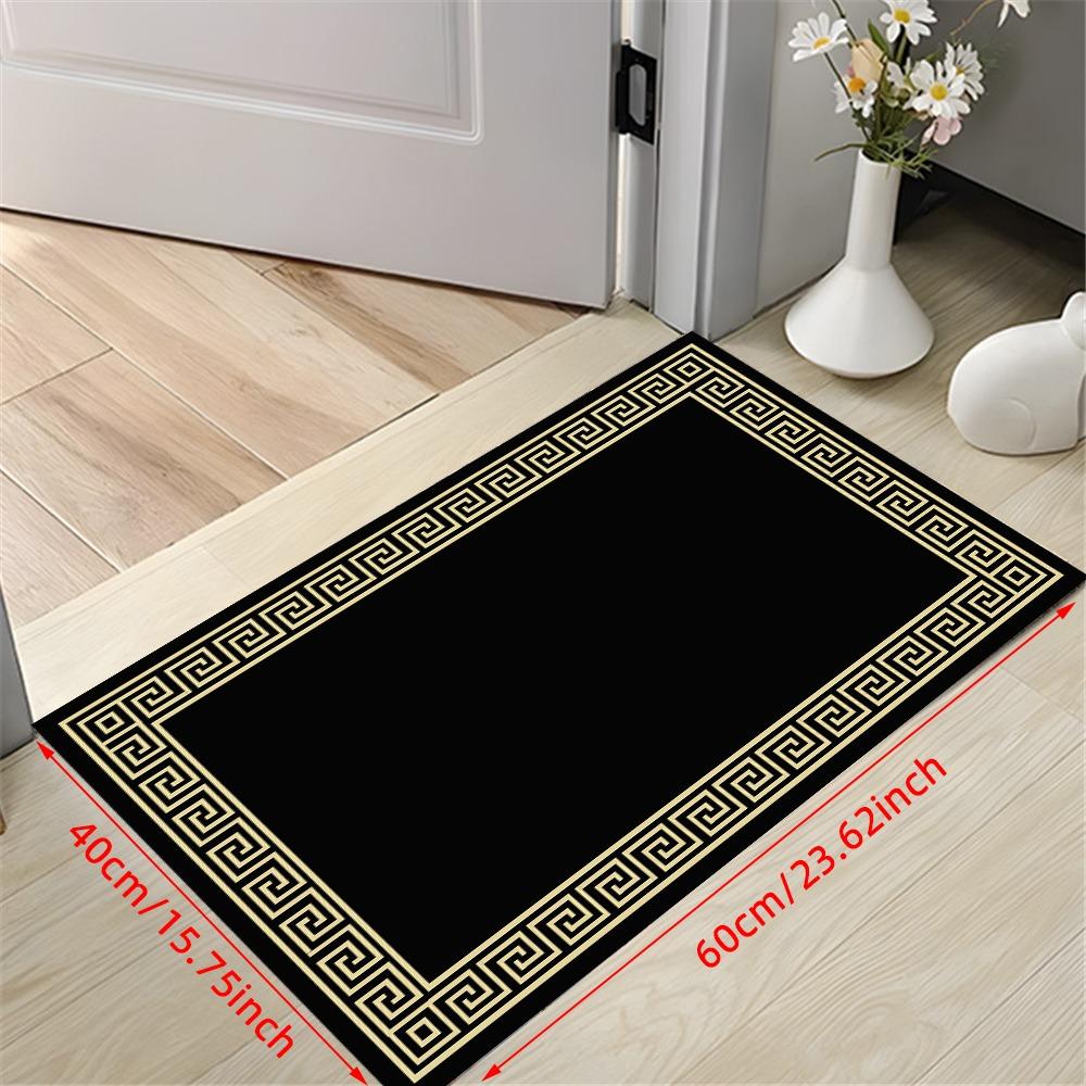 

1 шт. толстый черный и золотой современный полосатый кухонный коврик утолщенный противоскользящий входной коврик фланелевый утолщенный дверной коврик с высокой четкостью печати 40x60cm