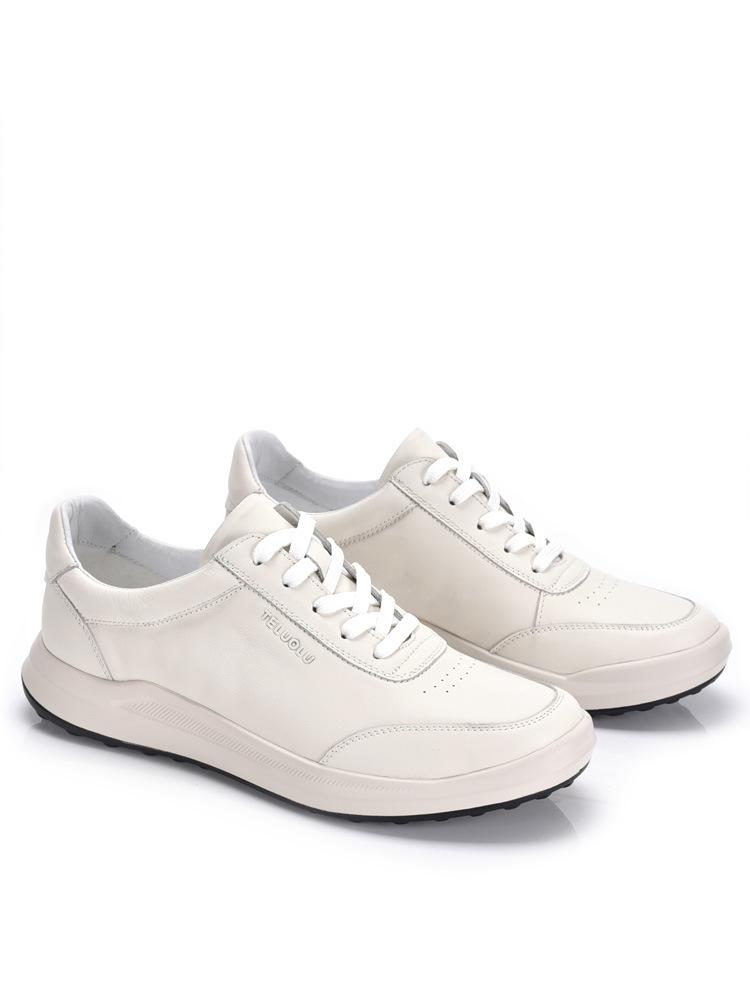 Men s Genuine Leather Casual White Shoes - Lightweight, Soft Sole, Trendy Sports Board Shoes 38 белый