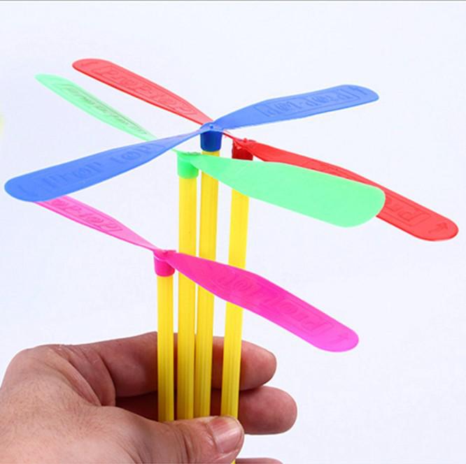Square Stalls Glow: Nostalgic Hand-Pushed Flying Fairy Bamboo Dragonfly Toy for Kids