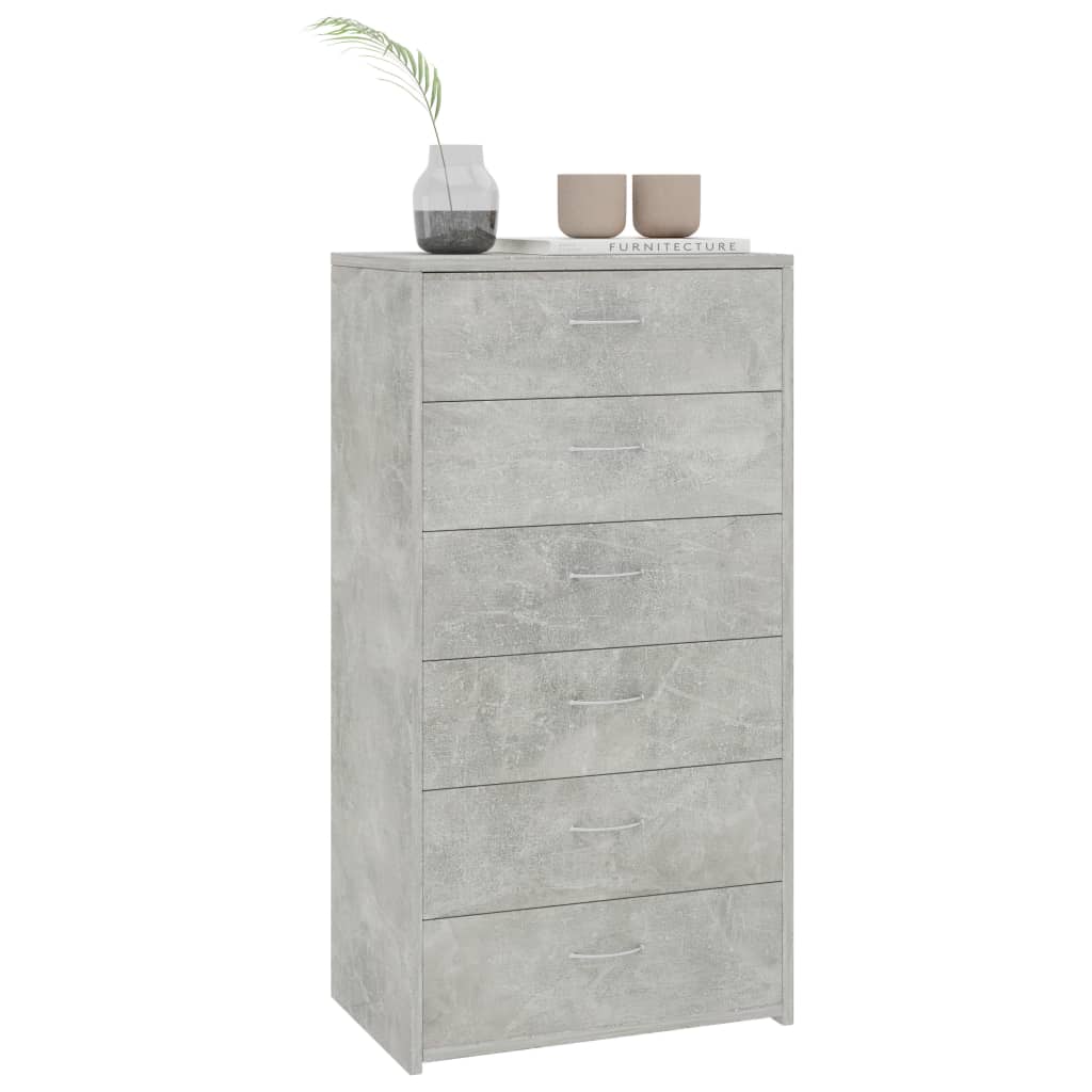 Sideboard with 6 Drawers Concrete Grey 50 x 34 x 96 cm Engineered Wood