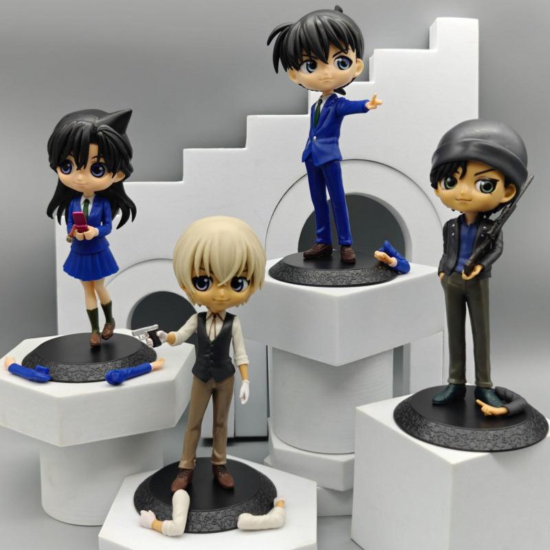 4 szt. Figurki Anime Detektyw Conan Ozdoby na Biurko Kudo Shinichi Mori Ran Edogawa Conan Japońska Kreskówka Model Lalka Zabawka Prezent
