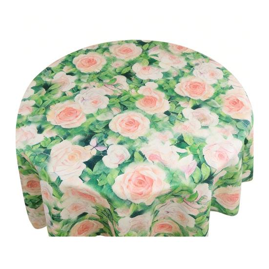 Obrus Sezonowy Letni Wodny Druk Kwiatowy Okrągły Odporny na Rozlania Odporny na Zmarszczki Pokrowiec na Stół Wystrój Domu