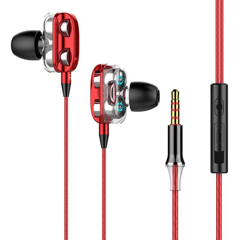 Dual Dynamic Coil In-Ear Headphones with Wired Control, Dual Speakers, and Smartphone Compatibility