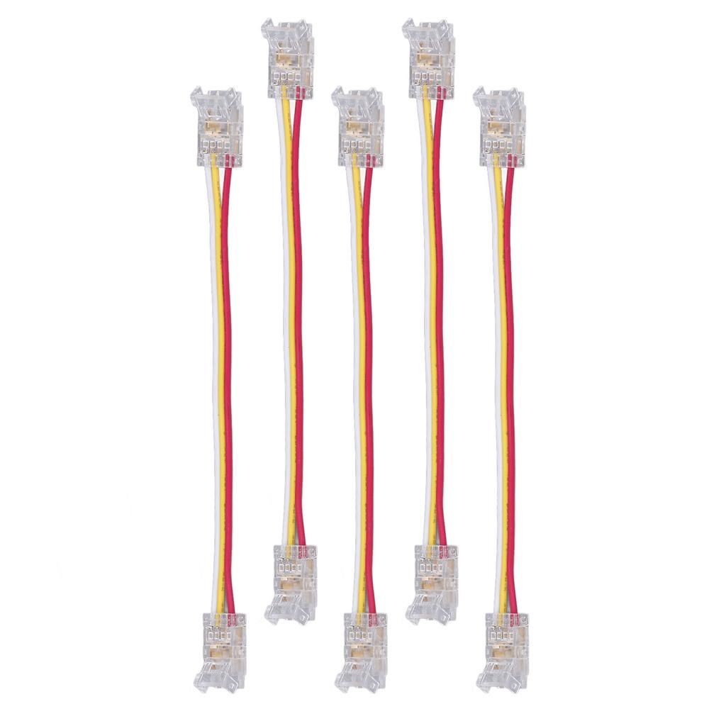 10Pcs LED Light Strip Connectors 3Pin 8mm Safe PC Strong Compatibility COB LED Strip Connectors for Home Party Office