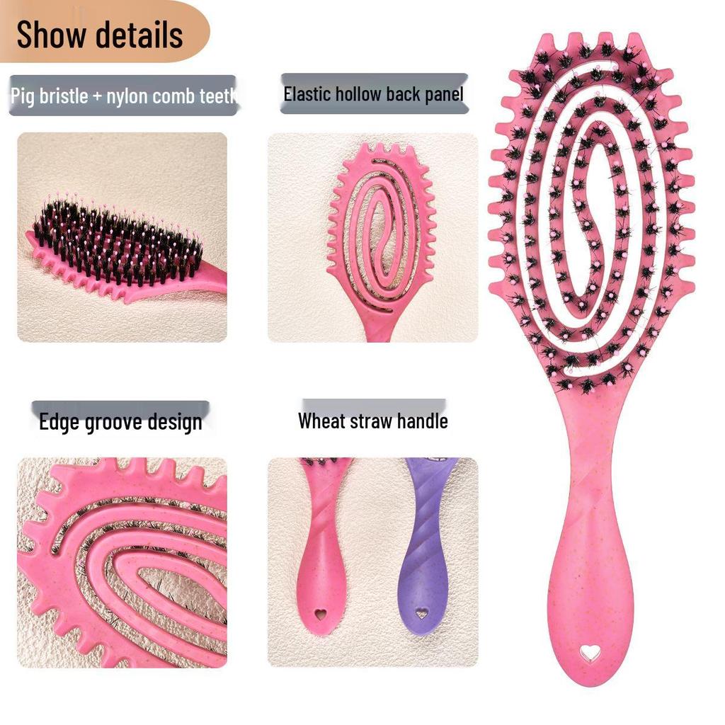 Cross-Border Bounce Large Wave Styling Comb - Fluffy, High Skull Top, Hollowed Rib Massage Brush