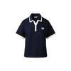 Color Block Versatile Simple Sports Casual Comfortable Short Sleeve Polo Shirt Women Tops Navy 24FRC434WGN2