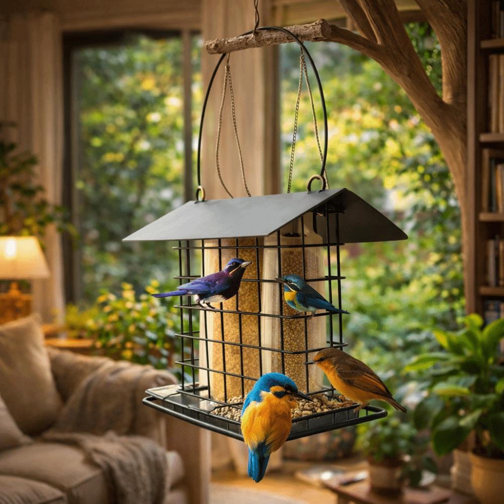 Weatherproof Bird Feeding Station Large Capacity Bird Food Container Food Dispenser  Backyard