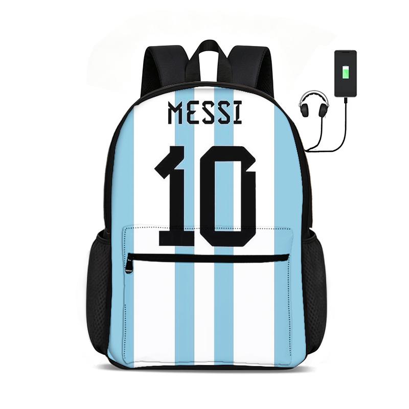 Voetbalster Rugzak M-Messi Rugzak Leren, Reizen Schooltassen Grote Capaciteit Tassen Voetbal Sport Student Rugzak