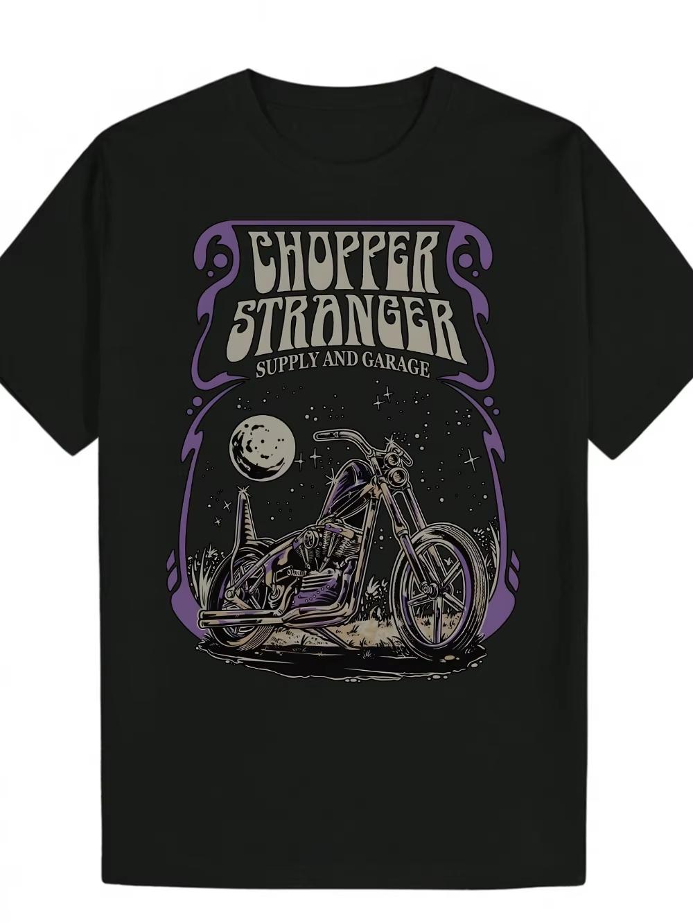 

Men s Casual Motorcycle Starry Sky Graphic T-Shirt Black Crew Neck Tee with Purple White Design Summer Streetwear - Men s Sum... S разноцветный