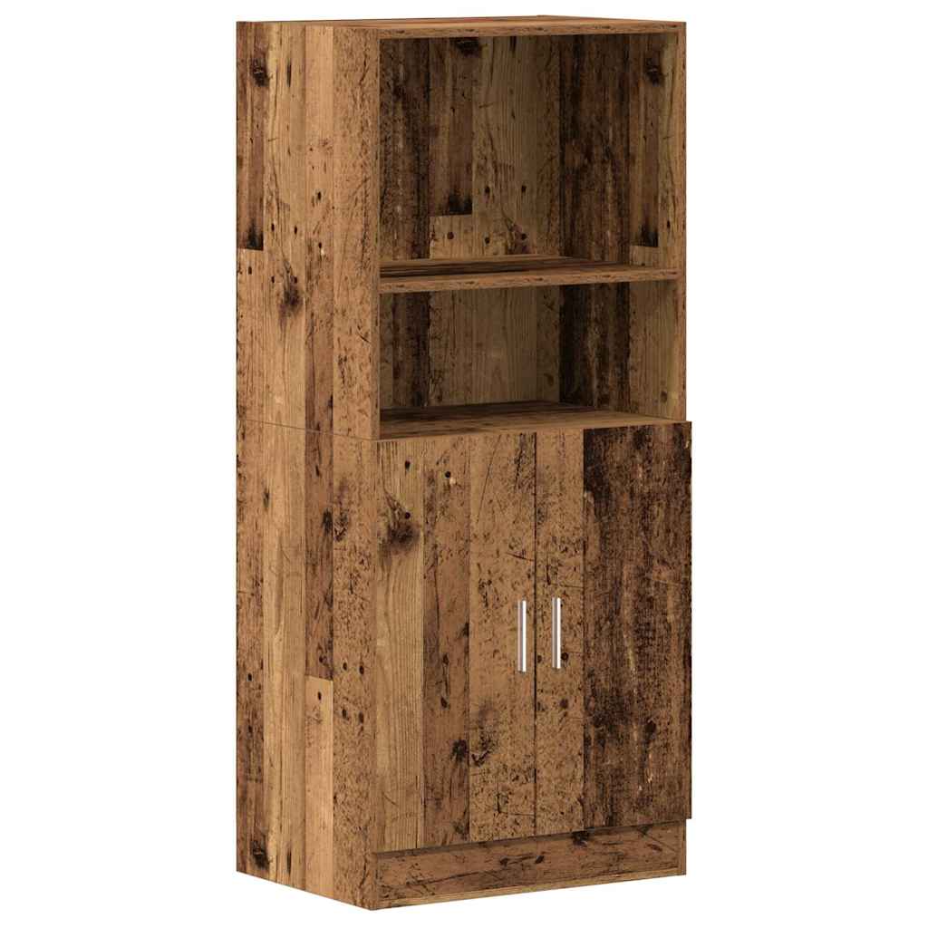 2 Piece Kitchen Cabinet Set Rustic Wood Look Engineered Wood