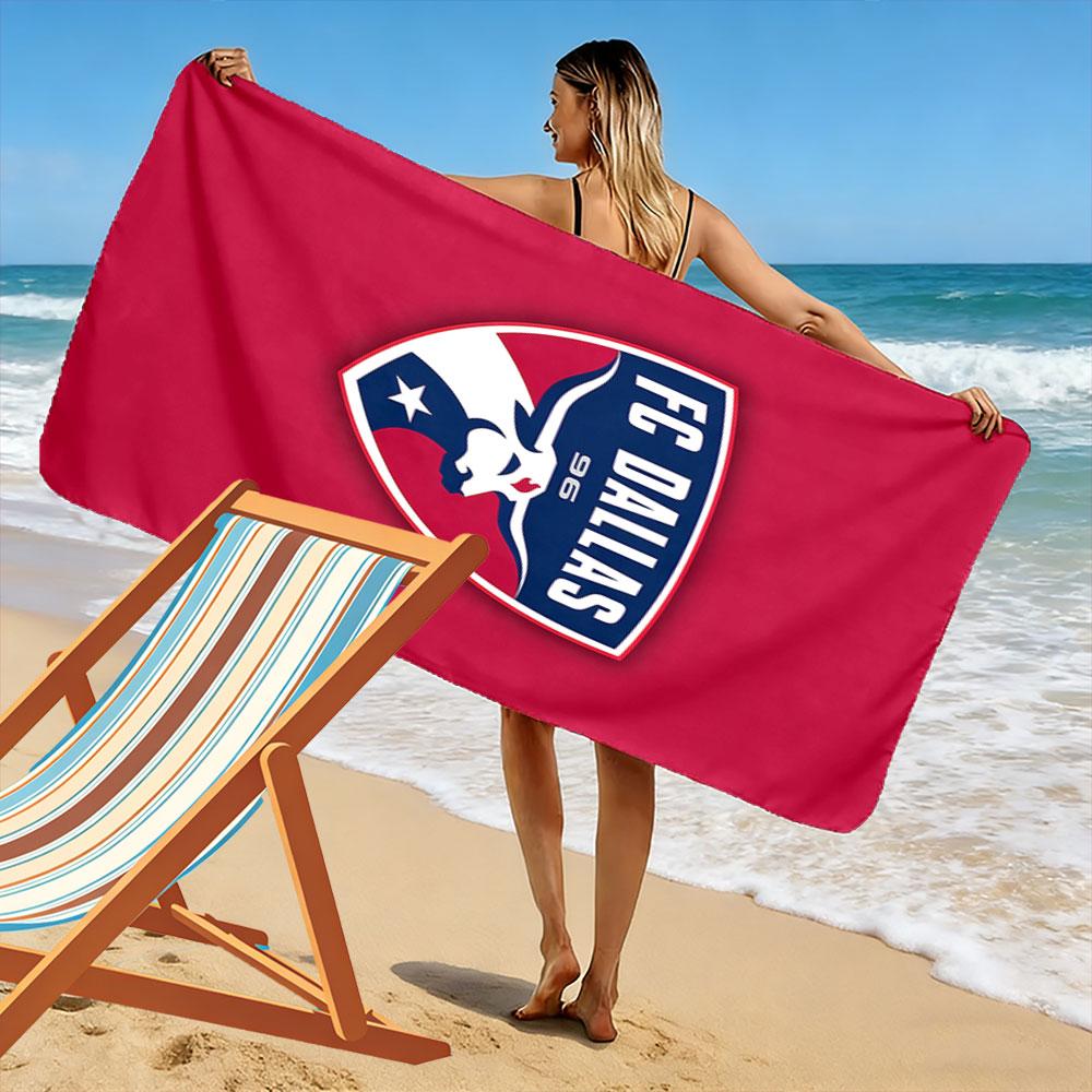 "FC Dallas Logo with Bull Design" Patterned Beach Towel Quick Dry Perfect for Travel Outdoor Sports Jogging the Beach and Swimming