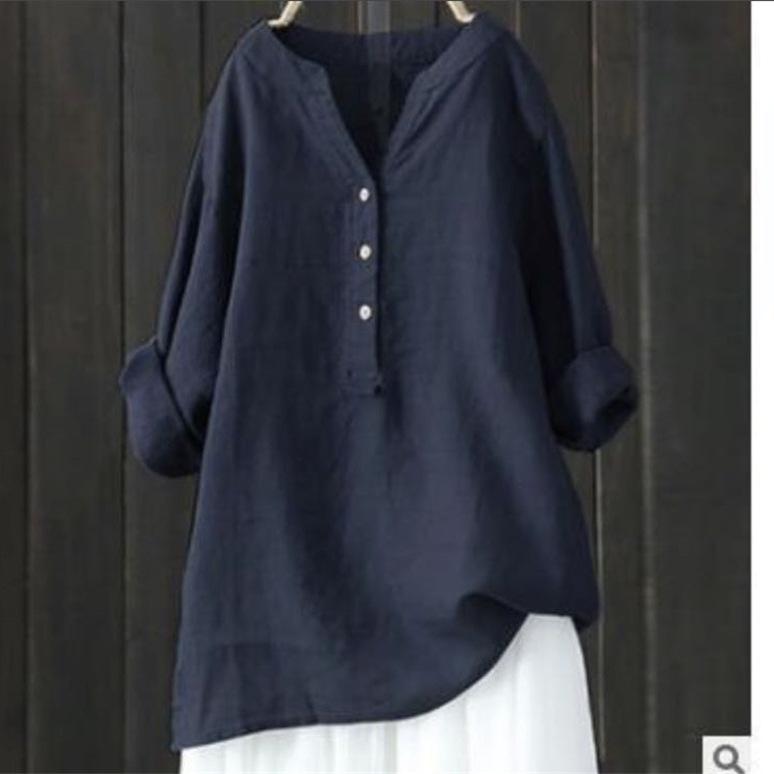 Sommer Beiläufige Lose Baumwolle Leinen Bluse Plus Größe Shirt Frauen Langarm Oversize Bluse Vintage Lose Blusas Frühling