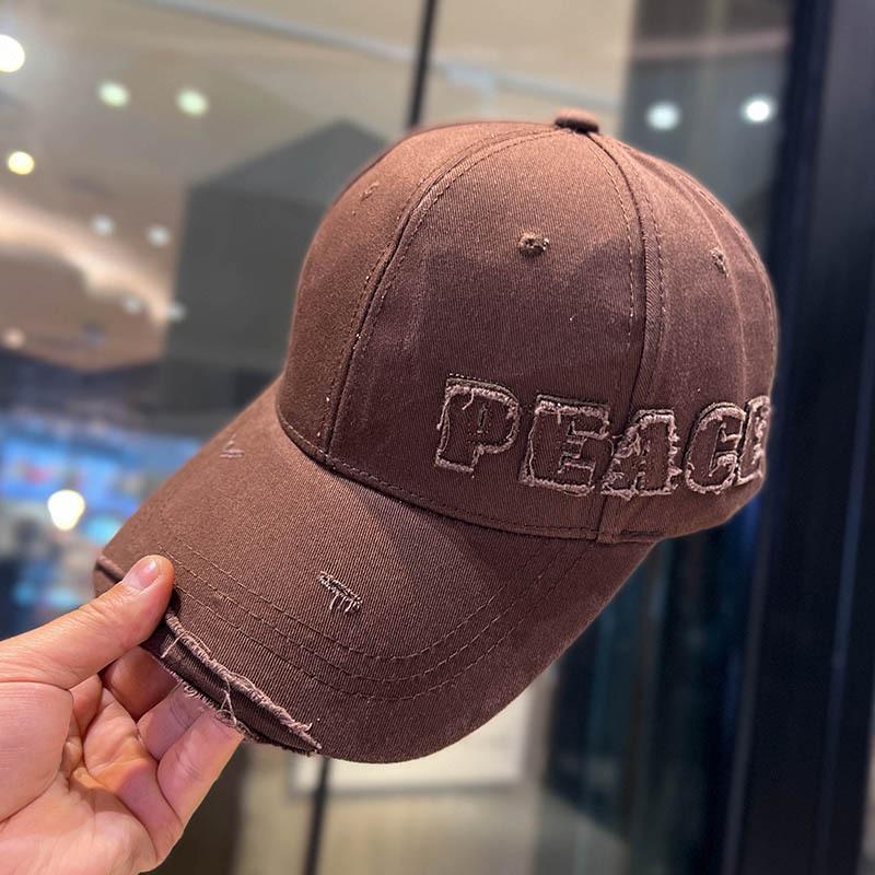 Peaked Caps, Men'S And Women'S Personalized Side Labels, Letters, Hard Top Baseball Caps, Trendy Brand Retro Holes