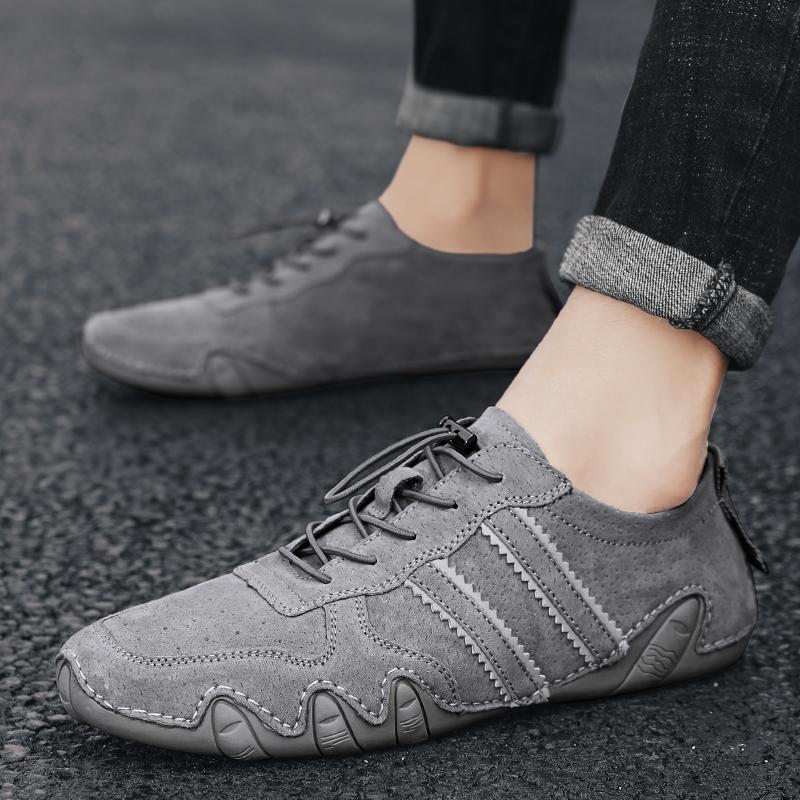 Newest Mens Shoes Suede Leather Casual Sneakers Men Brand Handmade Lace-Up Outdoor Shoes Breathable Leisure Walk Loafers Moccasins