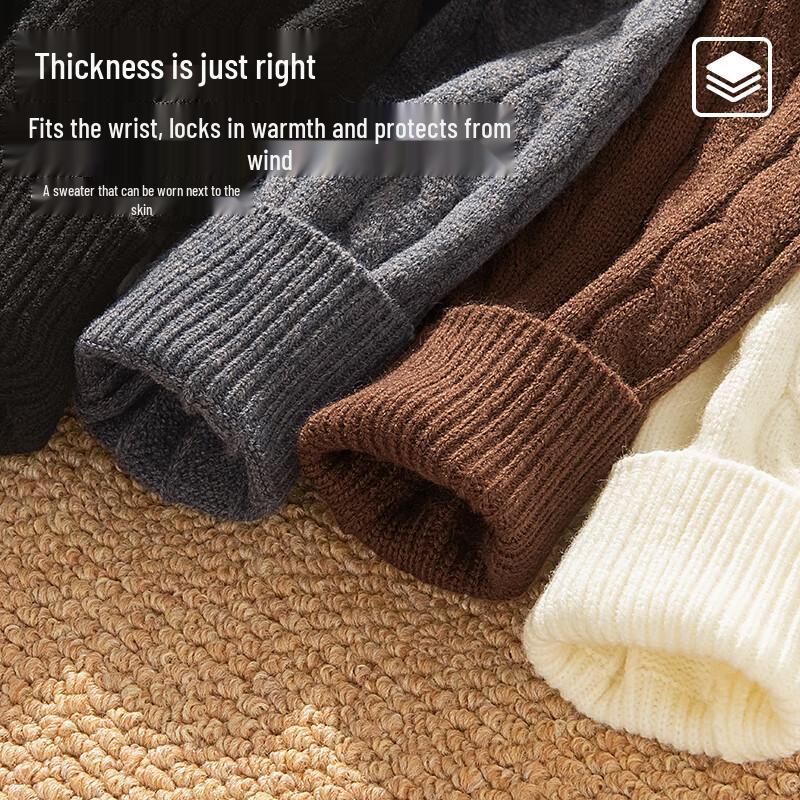 MINISO Men's Cable Knit Round Neck Sweater